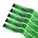 Sada 5 ks třpytivé pramínky do vlasů lamety 50 cm syntetické prodloužení vlasů klipové uchycení pro styling účesu 4