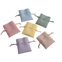 Sada 5 ks zatahovacích sáčků 7 x 8 cm mikrovlákno barevné látkové obaly na šperky a drobnosti dárkové balení 1