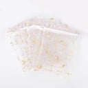 Sada 50 ks zatahovacích organzových sáčků 13×18 cm, průhledná bílá se zlatými hvězdami a měsíci, stahovací šňůrka, na dárky 3