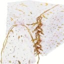 Sada 50 ks zatahovacích organzových sáčků 9×12 cm, průhledná bílá se zlatými hvězdami a měsíci, stahovací šňůrka, na dárky 2