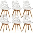 Sada 6 jídelních židlí s mřížkovaným opěradlem a čalouněným sedákem 82 x 55 x 48 cm Plast dřevo i umělá kůže Do kuchyně a jídelny 2