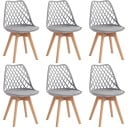 Sada 6 jídelních židlí s mřížkovaným opěradlem a čalouněným sedákem 82 x 55 x 48 cm Plast dřevo i umělá kůže Do kuchyně a jídelny 1