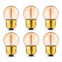 Sada 6 ks kulatých LED žárovek E27 Stmívatelné s LED vláknem 1 W 220 V Jantarové sklo a zlatá patice Teplá bílá 2200 K Do lamp a svítidel 1