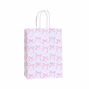 Sada 6 ks růžová dárková taška s mašličkami 15x8x21 cm papír pevná ucha dekorativní taška na dárky narozeniny oslavy 4