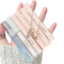 Sada 6ks Matte Liquid Lipstick Set 4 odstíny lesku na rty 1 transparentní lesk 1 balzám Plumper Dárkový set s náhrdelníkem 2