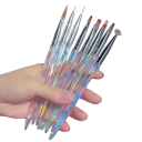 Sada 8 ks akrylových malířských štětečků 16 x 0,7 cm Aurora Tenké kosmetické štětce pro modeláž a zdobení nehtů Malba a 3D kresby 3