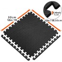 Sada 8 ks čiernych puzzle podložiek z EVA peny 30x30 cm Ochranná fitness podlaha pre jogu, cvičenie a domácu posilňovňu 4