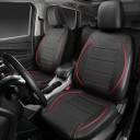 Sada autopotahů na 5 sedadel 9 ks Univerzální potahy z umělé kůže s PE pěnou Černé s červeným prošitím na přední i zadní sedadla 2