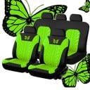 Sada autopotahů na 5 sedadel Design pneumatiky s motýlkem Ochranné potahy na autosedačky Polyester Stylový vzor Snadná údržba Univerzální 6