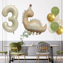 Sada balónků na narozeniny 12 ks Balónek číslo 80 cm Balónek dinosaurus 77 x 80 cm Latexové balónky Stužka Brčko na nafouknutí 3