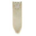 Sada clip in příčesky rovné 60 cm syntetické vlasy pro zahuštění a prodloužení účesu 6 ks snadná aplikace 16