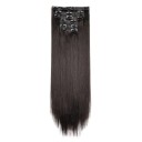 Sada clip in příčesky rovné 60 cm syntetické vlasy pro zahuštění a prodloužení účesu 6 ks snadná aplikace 2