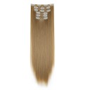 Sada clip in příčesky rovné 60 cm syntetické vlasy pro zahuštění a prodloužení účesu 6 ks snadná aplikace 8