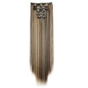 Sada clip in příčesky rovné 60 cm syntetické vlasy pro zahuštění a prodloužení účesu 6 ks snadná aplikace 9