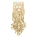 Sada clip in příčesky vlnité 55 cm syntetické vlasy tepelně odolné pro prodloužení a zahuštění vlasů 7 kusů 130 g 10