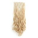 Sada clip in příčesky vlnité 55 cm syntetické vlasy tepelně odolné pro prodloužení a zahuštění vlasů 7 kusů 130 g 13