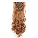 Sada clip in příčesky vlnité 55 cm syntetické vlasy tepelně odolné pro prodloužení a zahuštění vlasů 7 kusů 130 g 18