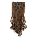 Sada clip in příčesky vlnité 55 cm syntetické vlasy tepelně odolné pro prodloužení a zahuštění vlasů 7 kusů 130 g 1