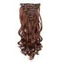 Sada clip in příčesky vlnité 55 cm syntetické vlasy tepelně odolné pro prodloužení a zahuštění vlasů 7 kusů 130 g 23