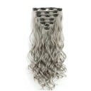 Sada clip in příčesky vlnité 55 cm syntetické vlasy tepelně odolné pro prodloužení a zahuštění vlasů 7 kusů 130 g 25