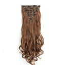 Sada clip in příčesky vlnité 55 cm syntetické vlasy tepelně odolné pro prodloužení a zahuštění vlasů 7 kusů 130 g 32
