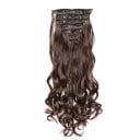 Sada clip in příčesky vlnité 55 cm syntetické vlasy tepelně odolné pro prodloužení a zahuštění vlasů 7 kusů 130 g 7
