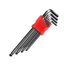 Sada de 9 chaves Allen prolongadas 1,5–10 mm cabeça esférica e plana em aço CR-V Ferramenta manual precisa 3