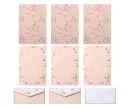 Sada dopisních papírů a obálek 14 x 21 cm 6 ks papírů 8,5 x 16,5 cm 3 ks obálek dětský motiv zvířátka růžový psací set 2