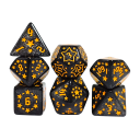 Sada hracích kostiek 7 ks plastové s motívom hviezd farebné RPG Dračí doupě fantasy mnohostenné kostky 5