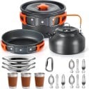 Sada kempingového nádobí pro 3 osoby Hrnec 175 x 95 mm pánev 180 x 45 mm konvice 800 ml a hrnky 500 ml Tvrdá hliníková slitina Na kempink 1