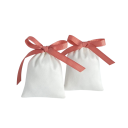 Sada látkových sáčků 10 ks 10×15 cm zatahovací na stužku textilní sáčky bílá s černou stuhou na balení dárků 6