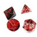 Sada mnohostenných kociek 7 ks Upírska téma Fantasy RPG červené priehľadné kocky pre Dračí doupě stolné a spoločenské hry 3