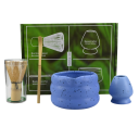 Sada na Matcha čaj 4dílná Porcelánová miska s hubičkou 13 cm Bambusová metlička i stojánek Lžička Příprava čaje a polévky 3