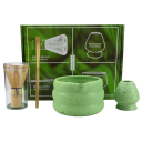 Sada na Matcha čaj 4dílná Porcelánová miska s hubičkou 13 cm Bambusová metlička i stojánek Lžička Příprava čaje a polévky 4