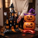 Sada nafukovacích balónikov 2 ks Strašidelný dom 150 x 106 cm a tekvica 150 x 70 cm Fóliové balóniky Čierne a oranžové Výzdoba na Halloween 2