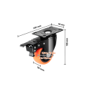 Sada otočných koleček s brzdou 155×64×105×32 mm, černá s oranžovým kolečkem, 4 ks v sadě, včetně montážního příslušenství 7