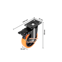 Sada otočných koleček s brzdou 155×64×130×32 mm, černá s oranžovým kolečkem, 4 ks v sadě, včetně montážního příslušenství 7