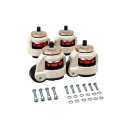 Sada otočných koleček s horním šroubem, 4 ks v sadě, kovová konstrukce se závitem, stříbrná s červenými prvky pro montáž nábytku 2