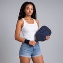 Sada pálek na pickleball 2 pálky a 4 míčky v šedé tašce 40 x 20 x 1,4 cm Grafitový karbon Tmavě modré s linkami Do haly i ven 3