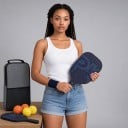 Sada pálek na pickleball 2 pálky a 4 míčky v šedé tašce 40 x 20 x 1,4 cm Grafitový karbon Tmavě modré s linkami Do haly i ven 5