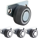 Sada pevných koleček na nábytek 5,3×3,3×2 cm, 2 ks v sadě, kovová montážní destička, černé kolečko pro snadný posuv 3