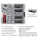 Sada ráčny a bitů Apollo 47 ks 1/4" (6,35 mm) s rychloupínáním chrom vanadová ocel šedo červená pro opravy automobilů 2