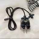 Sada silikonových doplňků pro iPhone nabíječku 5v1 Černá mašle Ochrana kabelu Nabíjecí kryt Pružné lanko Stahovací pásek 2