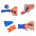 Sada škrabek na sklo auta s výměnnými břity 10 ks plastová modrá s oranžovými čepelemi pro odstranění nečistot z oken 3