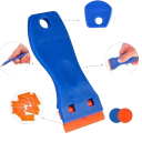 Sada škrabek na sklo auta s výměnnými břity 10 ks plastová modrá s oranžovými čepelemi pro odstranění nečistot z oken 4