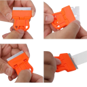 Sada škrabek na sklo auta s výměnnými břity 12 ks plastová žlutá a oranžová s kovovou čepelí pro čištění oken 6