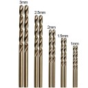 Sada vrtáků do kovu 10 ks Dělený hrot 135 stupňů 1–3 mm HSS M35 s 5 % kobaltu Zlatá Na kov a nerezovou ocel Vyšší tepelná odolnost 2
