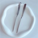 Sæt 2 stk. rustfrit stål kosmetiske spatel og blandepind Palet til make-up cremer tonere hygiejnisk påføring 3