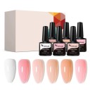 Sæt 6× 7,5 ml UV LED gelbunden med gummiformel Uden HEMA og TPO Underlagsgel til fleksibel manicure med holdbarhed i 3 uger 1