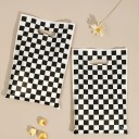 Sæt af 10 stk gaveposer 25 × 16,3 cm plastiske hvide poser med sort ternet mønster til indpakning af gaver og slik 5